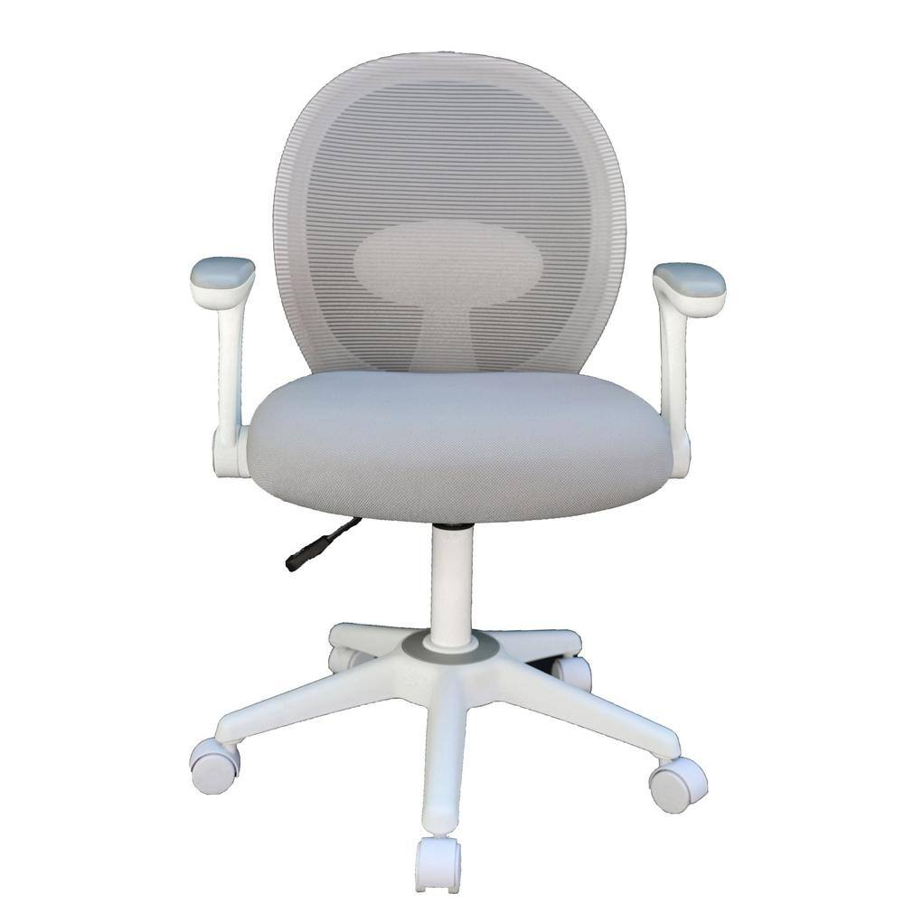 Grey Mesh and Fabric Task Chair with Adjustable Arms