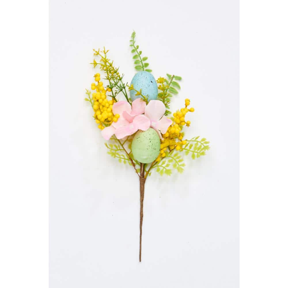 12 in Colorful Easter Eggs and Hydrangea Spray (Set of 3)