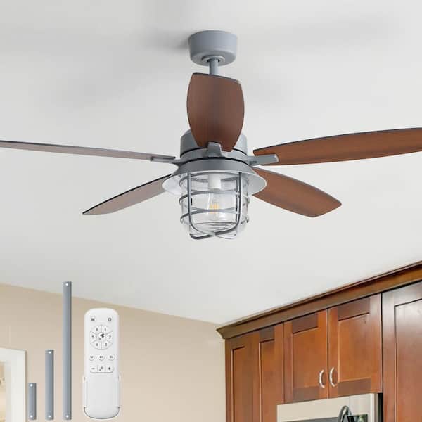 52 in. Indoor Farmhouse Sliver Ceiling Fan with Light, 6-Speed DC Motor and Remote Control
