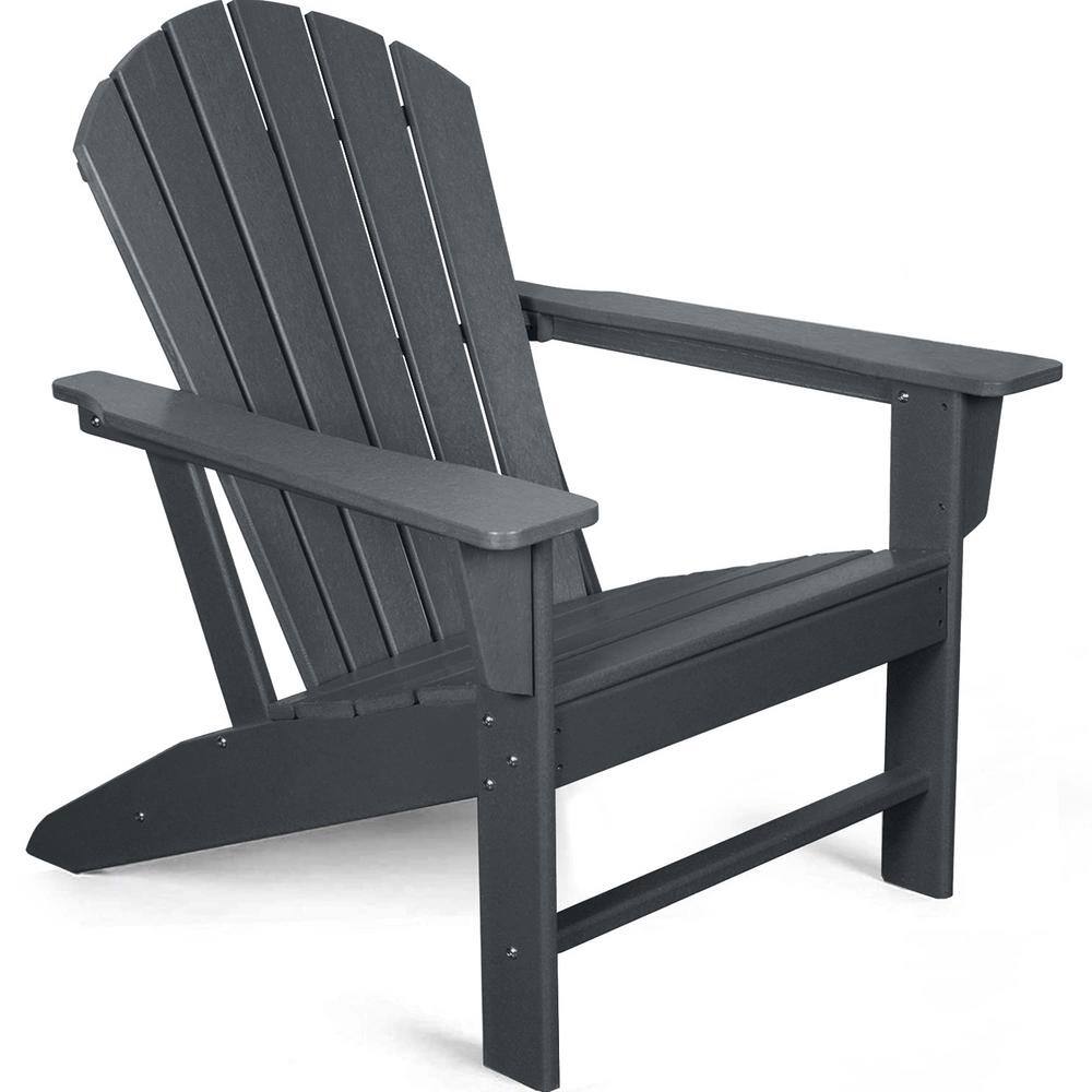 Zeus & Ruta Traditional Curveback Gray Plastic Outdoor Patio Adirondack ...