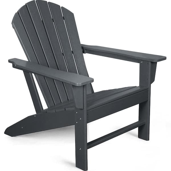 Zeus & Ruta Traditional Curveback Gray Plastic Outdoor Patio Adirondack Chair Set of 1