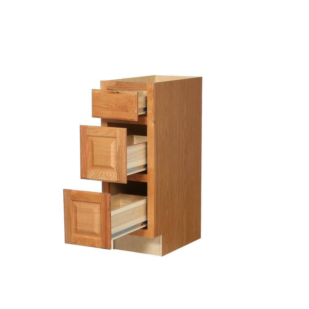 Medium Oak 3-Drawer Bathroom Vanity Base Cabinet