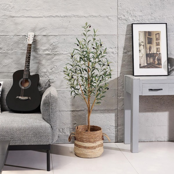 DR.Planzen 4 ft. Artificial Olive Tree, Lifelike Fruits and