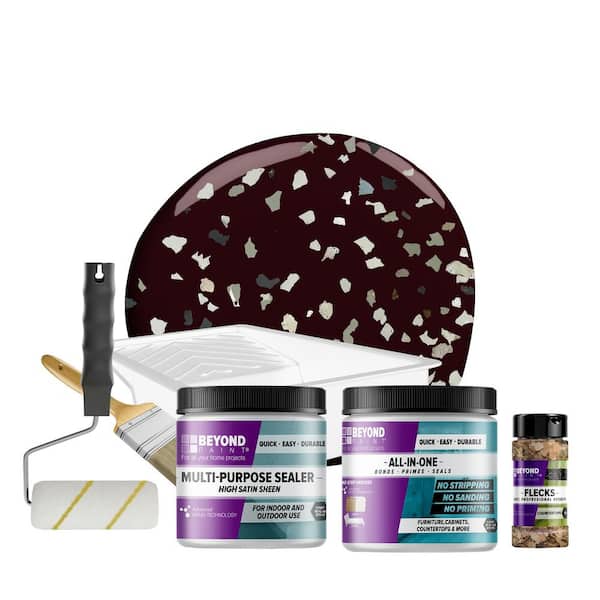BEYOND PAINT Mocha Countertop Kit and Smoked Gray Flecks