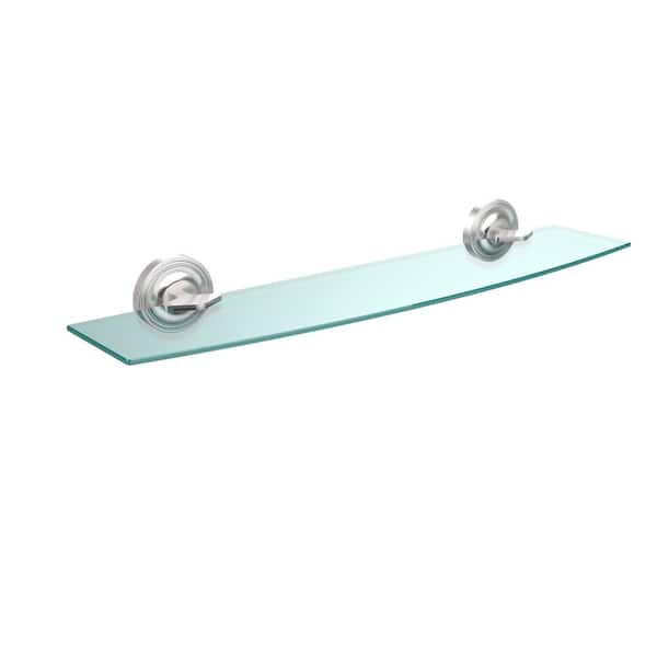 Allied Brass Regal 24 in. L x 3-1/8 in. H x 5 in. W Clear Glass Bathroom Shelf in Satin Chrome