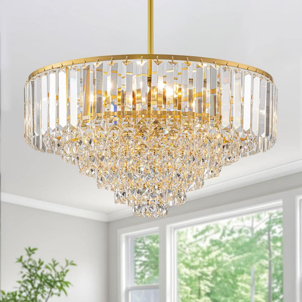 Modern 5-Light Gold Crystal Chandelier for Dining Room or Kitchen Island, Glass Pendant Lighting Fixture price history on PriceWatchPro