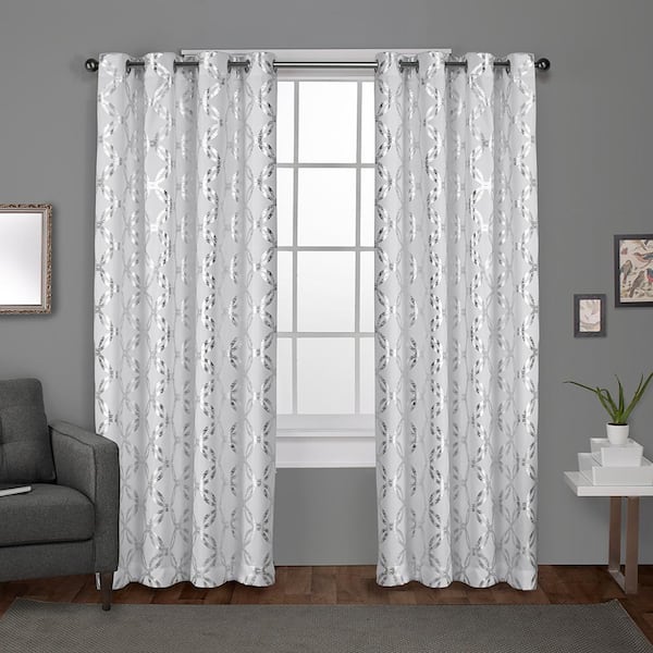 EXCLUSIVE HOME Modo Winter White Ogee Light Filtering Grommet Top Curtain, 54 in. W x 108 in. L (Set of 2)