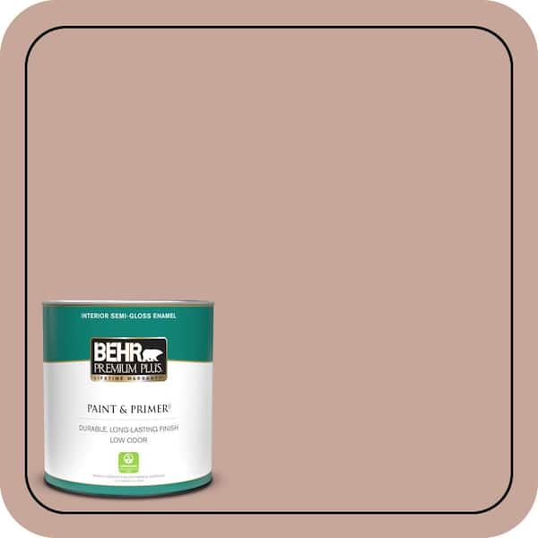 BEHR PREMIUM PLUS 1 qt. #ICC-53 Cozy Blanket Semi-Gloss Enamel Low Odor Interior Paint & Primer