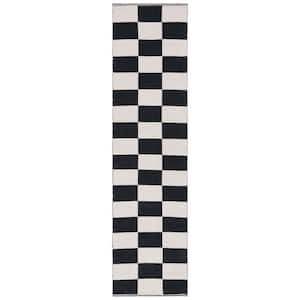 Montauk Black/Ivory 2 ft. x 9 ft. Checkered Runner Rug