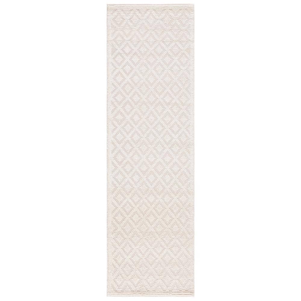 Ivory Geometric Tufted Wool Runner Rug 2'3" x 8'