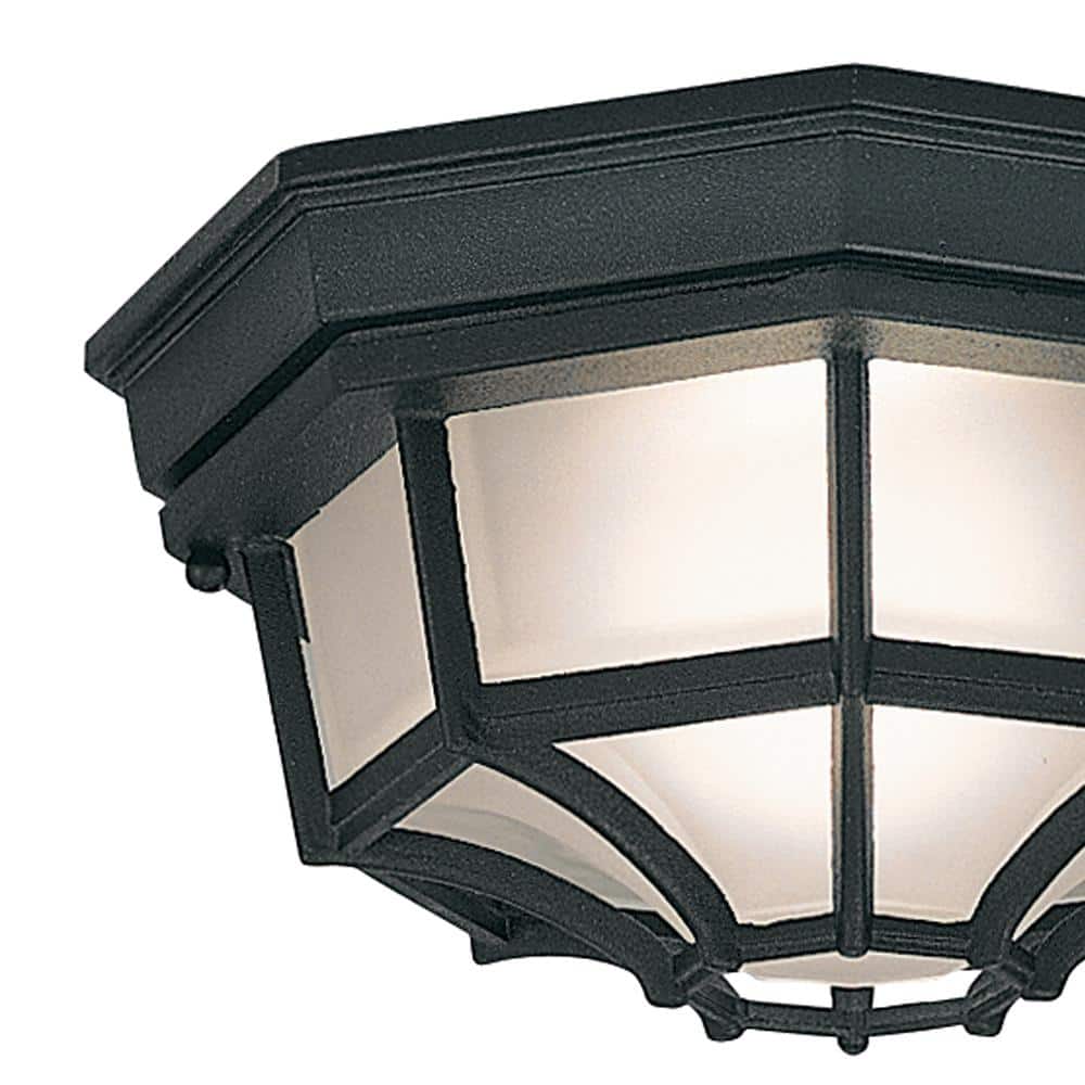 Black Aluminum 10.5" Outdoor Flush Mount Ceiling Light