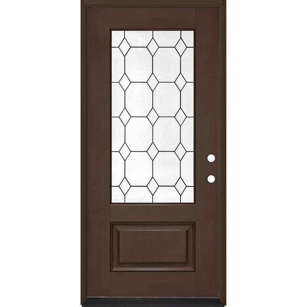 Regency 36 in. x 80 in. 3/4L Marquise Glass LHIS Hickory Stain Fiberglass Prehung Front Door with 6-9/16 Jamb price history on PriceWatchPro