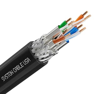 20 ft. Black Cat 8 CMR 22 AWG Ethernet Bulk Raw Cable 2000MHz 40GB Individual Electromagnetic Tinned Copper Braid Shield