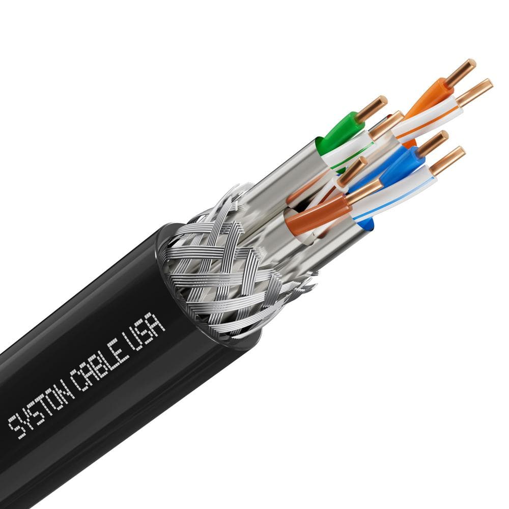 Syston Cable Technology 250 ft. Black Cat 8 CMR 22 AWG Ethernet Bulk ...