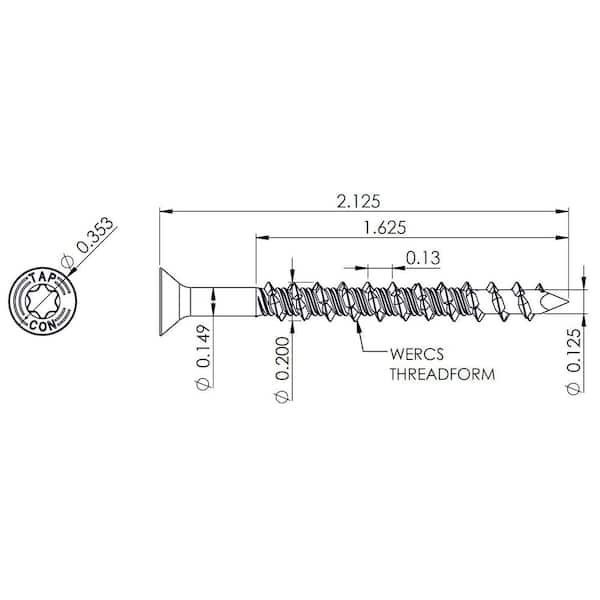 Tapcon 3/16 in. x 2-1/4 in. White Star Flat-Head Concrete Anchors