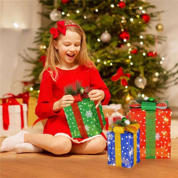 thumbnail image 2 of Christmas Lighted Snowman Gift Boxes - Outdoor LED Present Decor For Porch & Yard 2 of 12