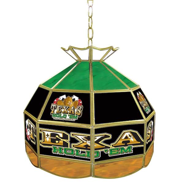Trademark Global Texas Hold'em 16 in. Brass Hanging Tiffany Style Billiard Lamp