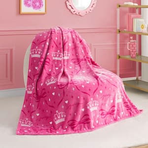 JUICY COUTURE Bowquet Soft White Plush Polyester Kids Throw