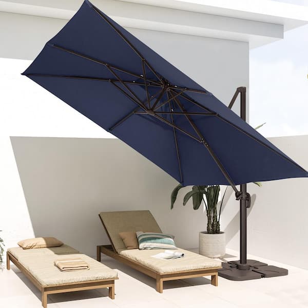 JEAREY SunShade Deluxe 10 ft. Square Cantilever Umbrella with Cover Heavy-Duty 360° Rotation Patio Umbrella in Navy