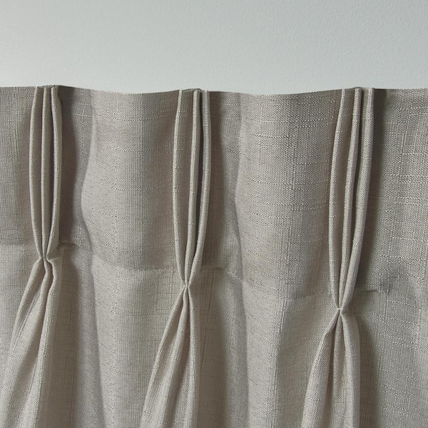 Loha Beige Solid Light Filtering Triple Pinch Pleat / Hidden Tab Curtain, 27 in. W x 108 in. L (Set of 2)