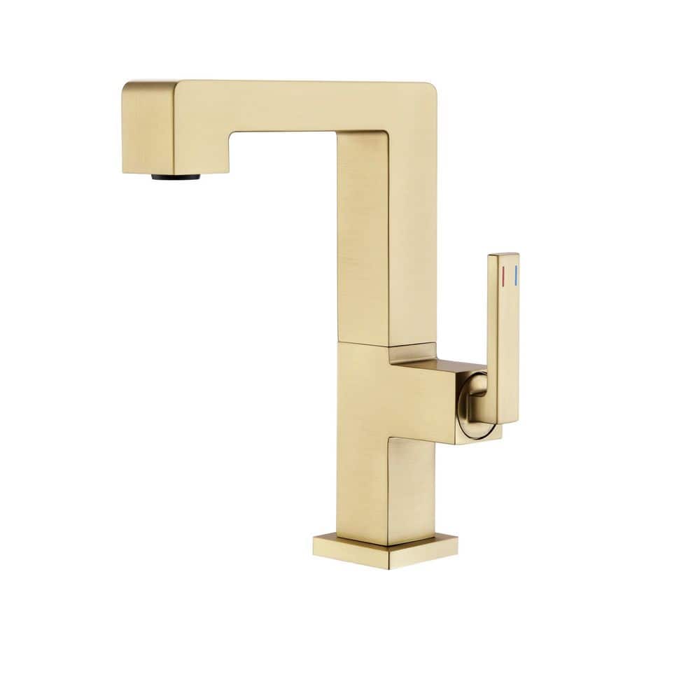 Square Single Handle Single Hole Bathroom Faucet L-Shaped Neck with 24 in. Supply Lines in Gold price history on PriceWatchPro