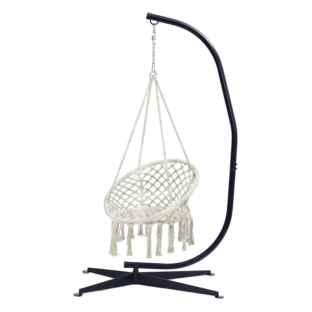 3.93 ft. Free Standing Hammock Chair with Stand in White