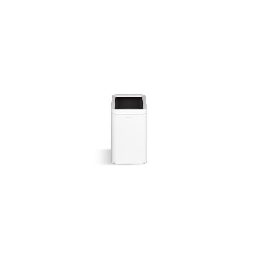 25-Liter White and Stainless Steel Open-Top Trash Can