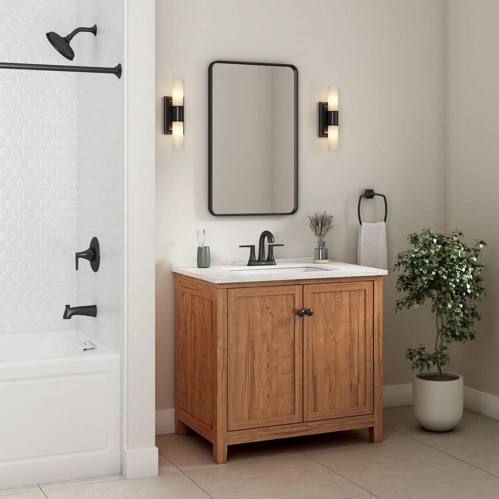 Belmeade Matte Black 2-Handle Centerset Bathroom Faucet