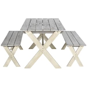 Marina Grey 3-Piece Wood Outdoor Dining Set