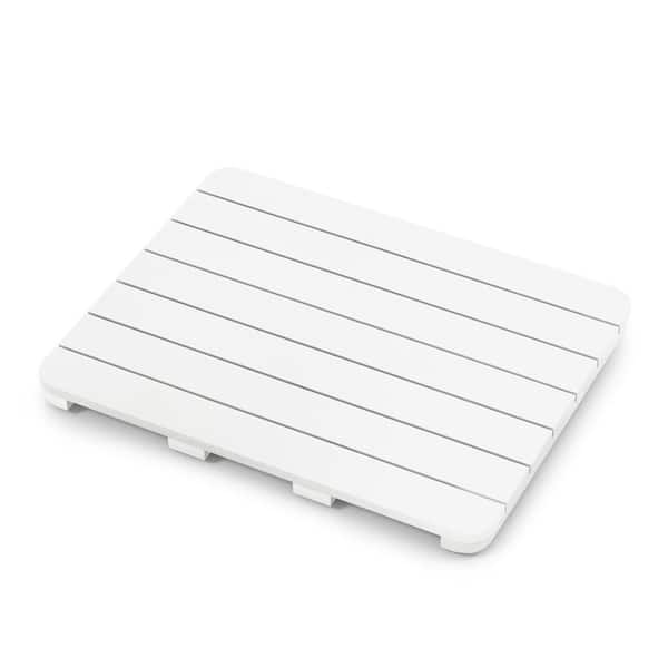 23.5 in. x 19 in. White HIPS Rectangular Bathmat with Non-Slip Foot Pads