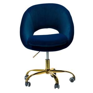 Cute Desk Chair,Navy Adjustable Swivel Office Chair, Velvet Chair with Wheels