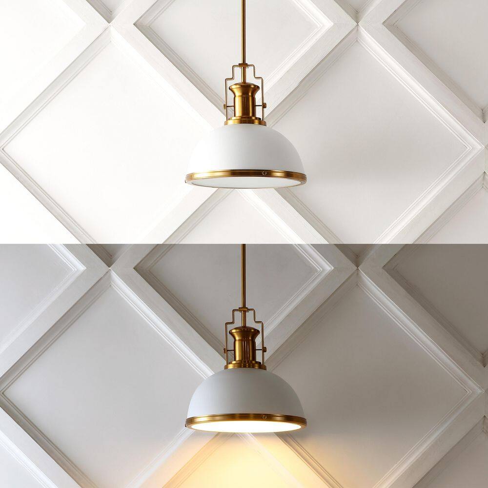 Homer 13" Brass Gold and White LED Dome Pendant Light