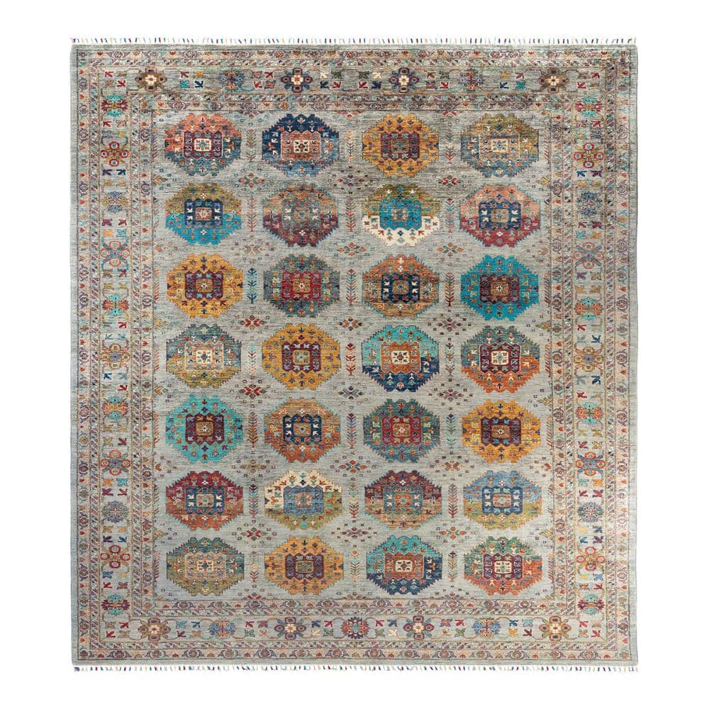 Tribal Light Gray 9 X 12 Hand Knotted Wool Indoor Area Rug price history on PriceWatchPro