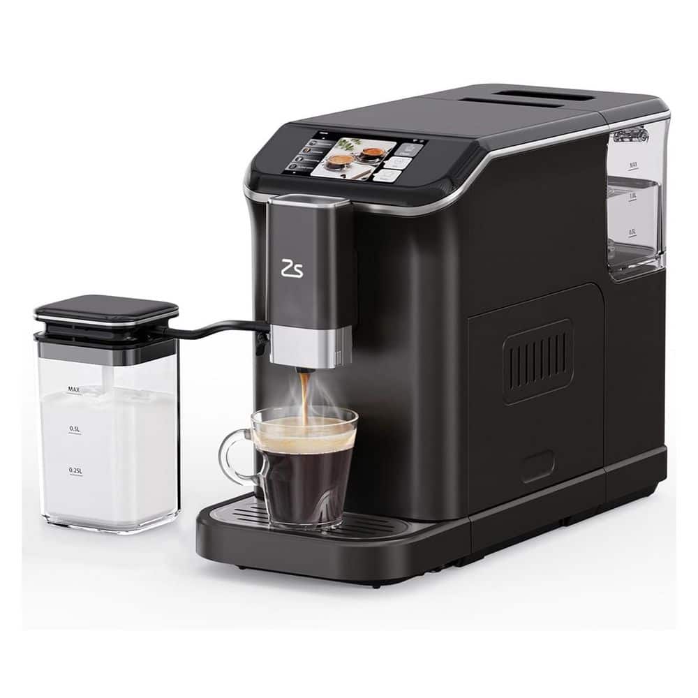 2 Cup 20 Bar Touch Screen All-In-One Espresso Machine in Black with Built-in Grinder and Automatic Milk Frother