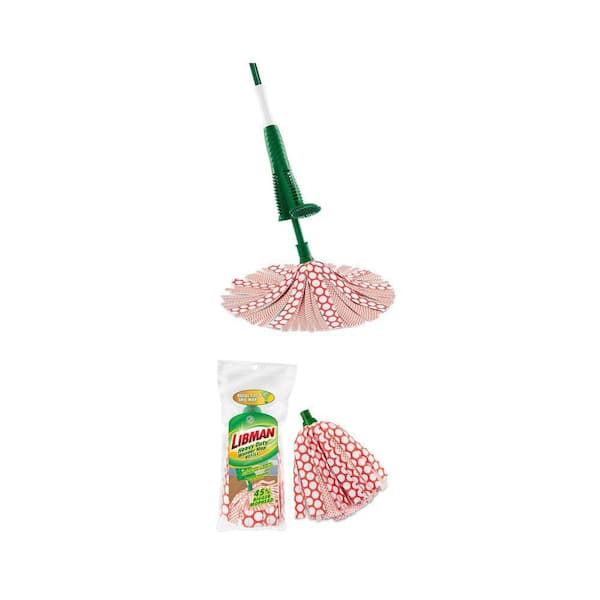Heavy-Duty Wonder Microfiber Wet Mop with Scrub Brush and Wonder Mop Refill