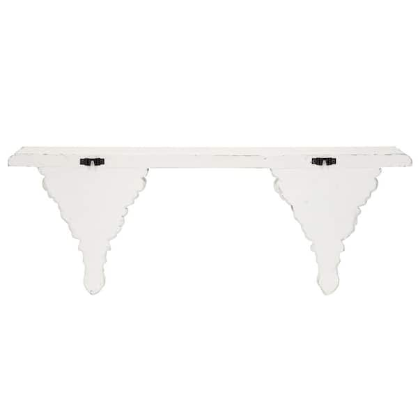 Litton Lane 11 in. x 32 in. White Wood Vintage Wall Shelf 92602