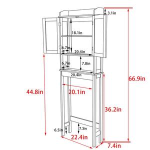 22.4 in. W x 67 in. H x 7.4 in. D Grey Bathroom Over-the-Toilet Storage Cabinet Organizer with Doors and Shelves