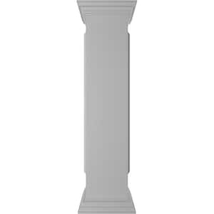 Straight 48 in. x 10 in. White Box Newel Post with Panel, Peaked Capital and Base Trim (Installation Kit Included)