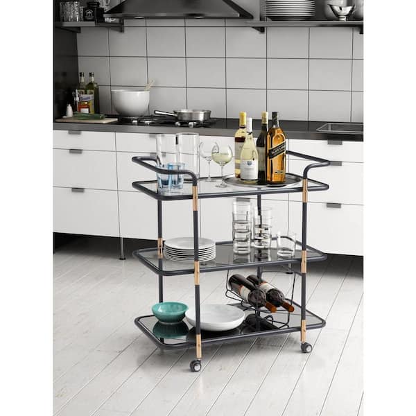 ZUO Secret Black and Gold Serving Cart