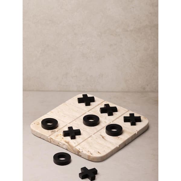 Monty Beige 8 in. x 8 in. Travertine Stone Board Game