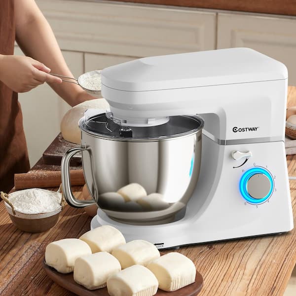Costway 4.8 QT Stand Mixer 8-speed Electric Food Mixer, Dough Hook Beater  White 