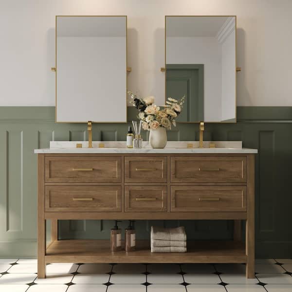 Waterfall High-Arc 3-Hole 8 in. Widespread Double Handle Bathroom Faucet in Brushed Gold Pop-Up Drain Included
