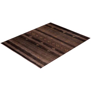 Fine Vibrance Brown 8 ft. x 10 ft. Solid Wool Indoor Area Rug