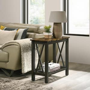 New Classic Furniture Eden 12 in. Espresso Rectangle Faux Marble Top Chairside Table