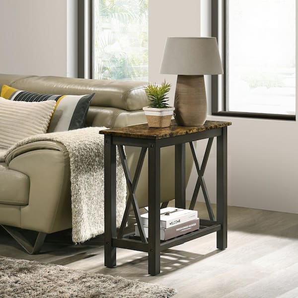 NEW CLASSIC HOME FURNISHINGS New Classic Furniture Eden 12 in. Espresso Rectangle Faux Marble Top Chairside Table