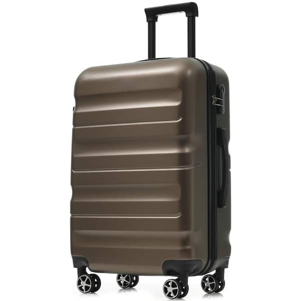 30.3" Brown ABS Hardside Luggage Spinner Suitcase with 360° Dual Wheels, 3 Step Telescoping Handle, Soft Grip
