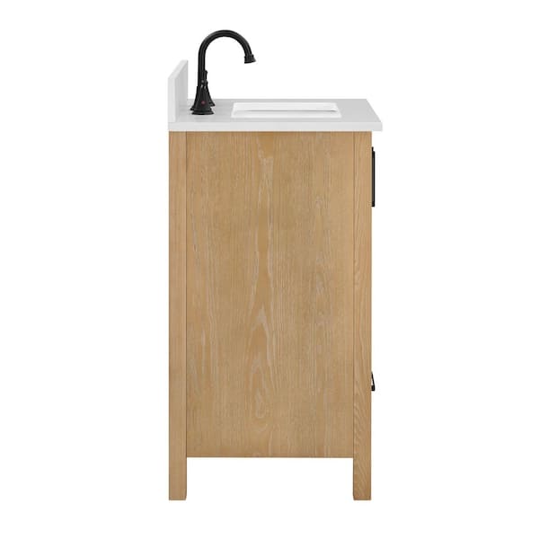 Lawford 24 in. Single Sink Freestanding Fluted Baltic Birch Bath Vanity with Carrara White Engineer Stone Top