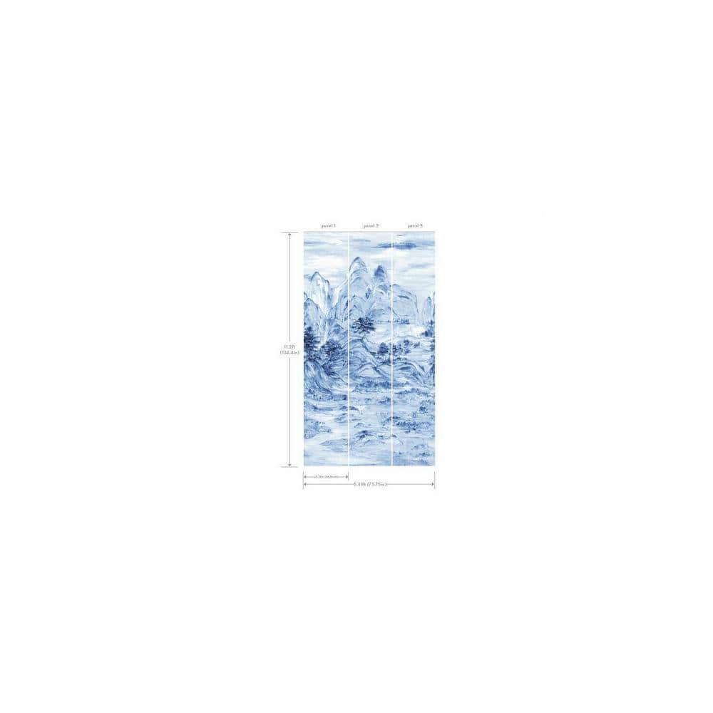 Misty Mountain Blue 3-Panel Washable Wall Mural