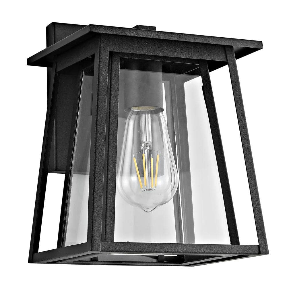Modern Black Iron Outdoor Wall Lantern - Direct Wired