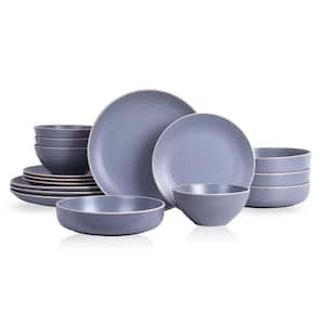 Stone Lain Lauren 16-Piece Dinnerware Set Stoneware, Service For 4, Light Gray